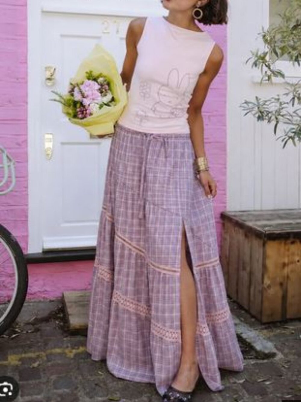 Daisy St/Urban Outfitters Maxi Skirt Blush Baby Pink US6/UK10
